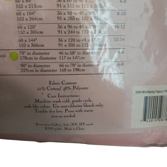 Spring Tulips Damask Tablecloth 60" X 120" Oblong Pink Seats 10-12 NEW Vintage - Picture 7 of 9